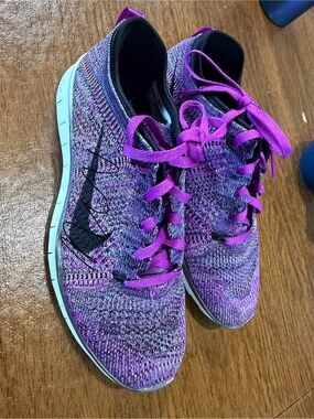 Nike Free TR Flyknit 5 Purple Black Trail Running Shoes SIZE 6